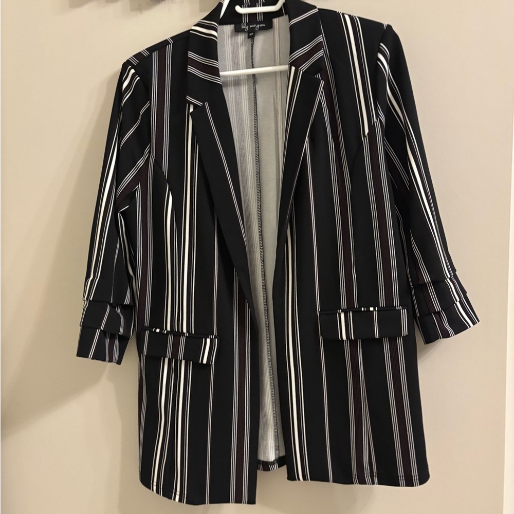 Striped Black Blazer Jacket